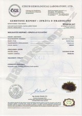 moldavite Besednice certificate of authenticity Naturshop.cz