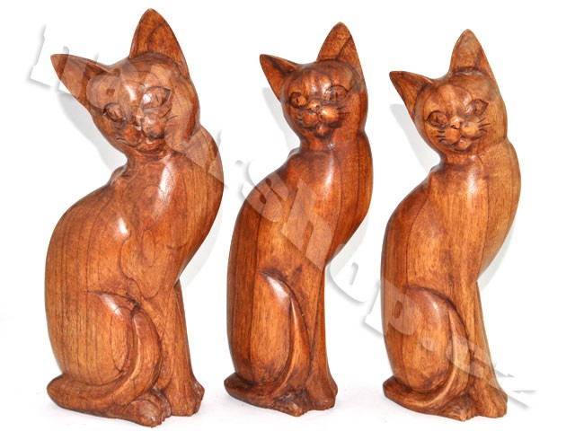wooden statue of a cat