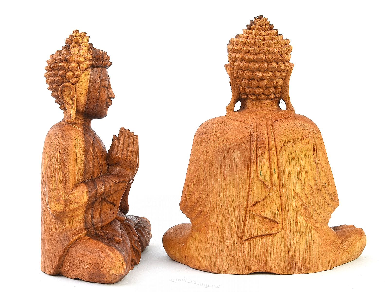 Praying Buddha wood carving from Indonesia 20cm - naturshop.cz