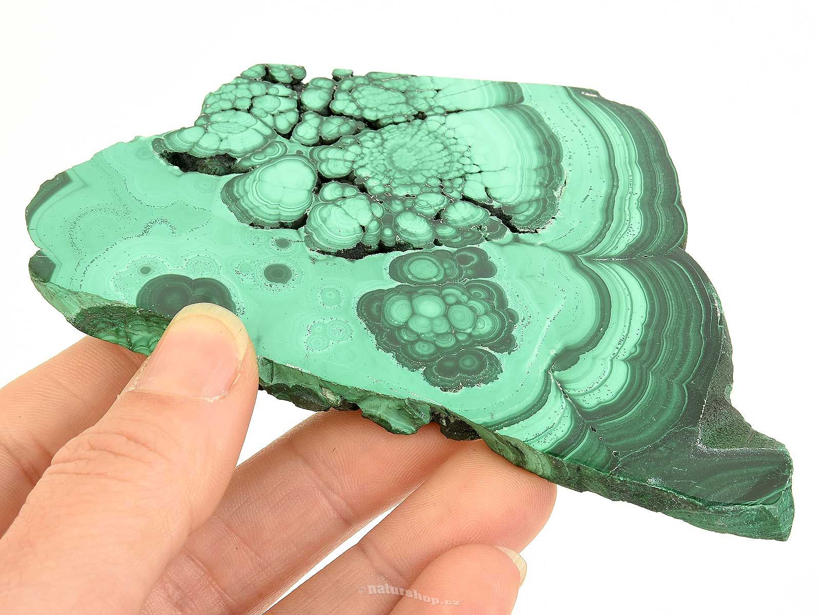 Smooth slice of malachite 128g Congo 