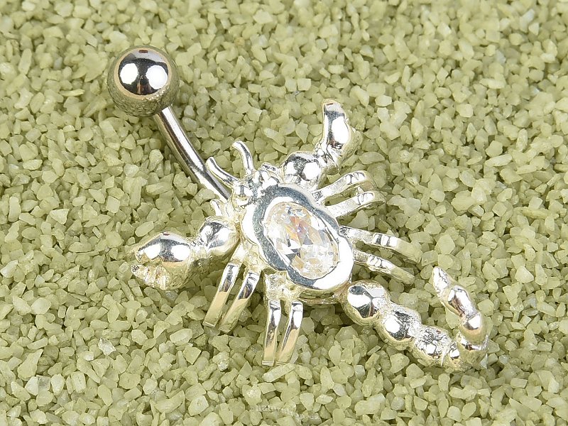 OPNG103 belly ring with white scorpion