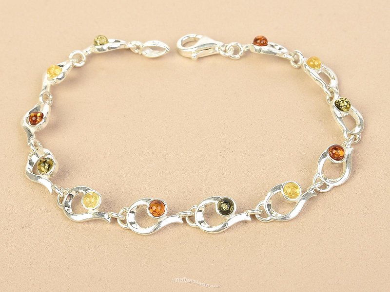 Silver bracelet with amber mix Ag 925/1000 19cm