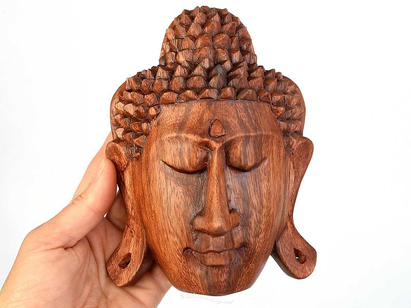 Hlava Buddha dřevo na zeď (Indonésie) 15cm