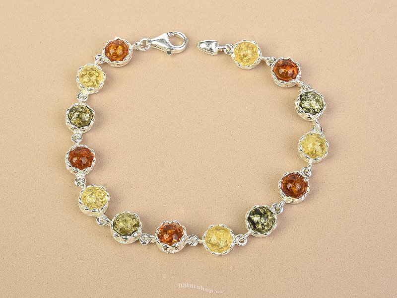 Silver bracelet amber mix Ag 925/1000 18,5cm