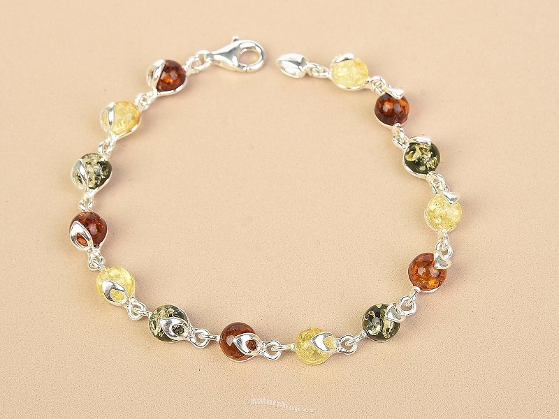 Bracelet amber mix Ag 925/1000 18,5cm