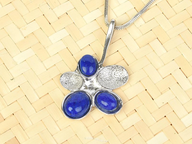 Pendant Lapis lazuli in the shape of flower Ag 925/1000
