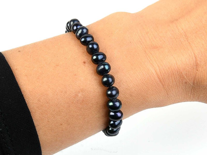 Pearls bracelet dark oval 7mm