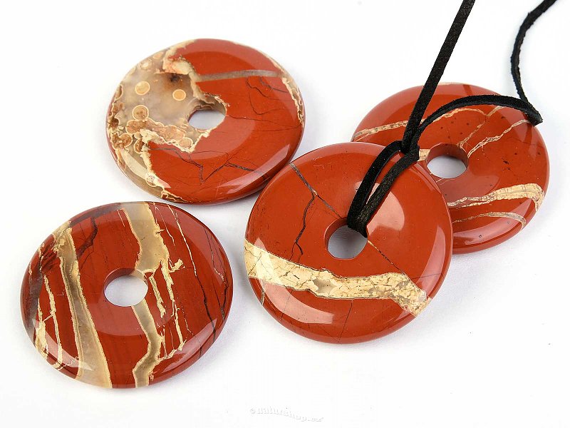 Donut jasper red with 40mm leather texture