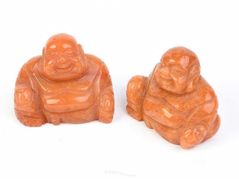 Calcite orange buddha carving