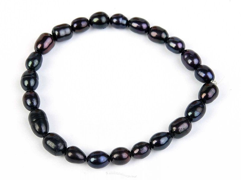 Pearls bracelet oval dark 8 x 5mm