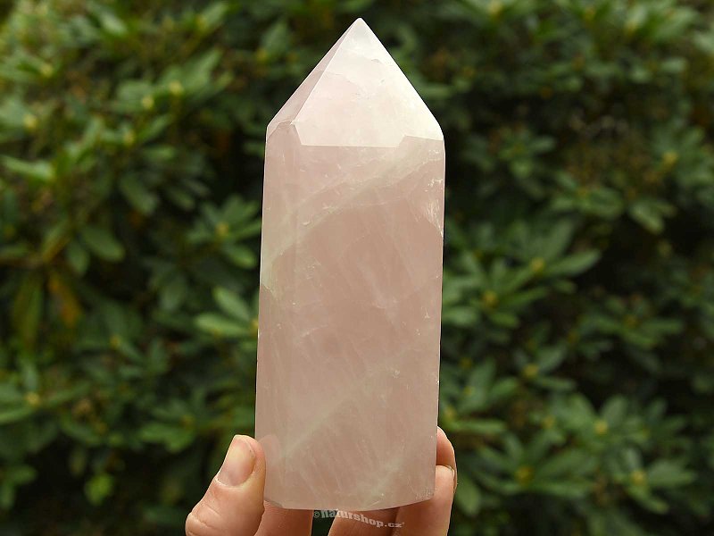 Cut rose quartz spike 549g