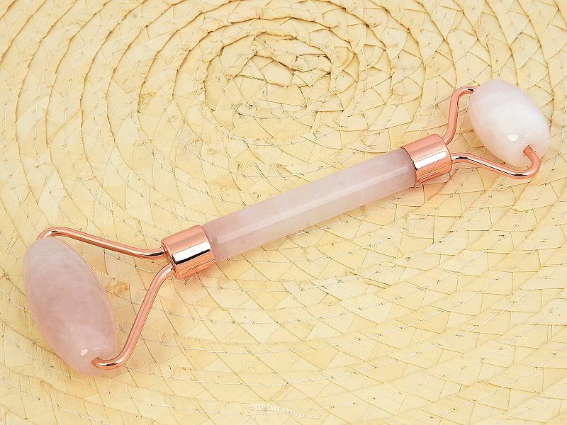 Massage stick rotating double-sided rose quartz