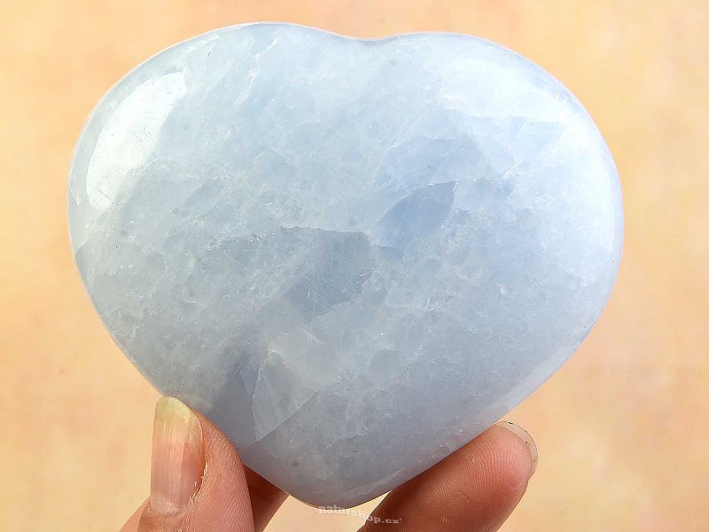 Hladké srdce kalcit modrý 72mm
