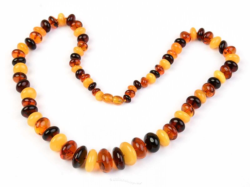Amber necklace larger buttons mix 62cm
