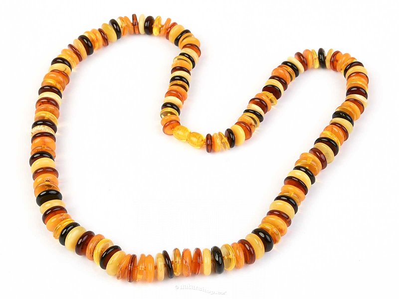 Necklace amber buttons mix 62cm