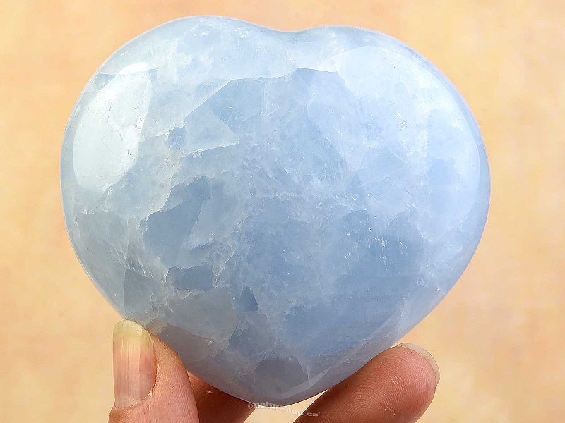 Smooth heart calcite blue 74mm