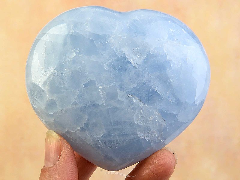 Smooth heart calcite blue 76mm