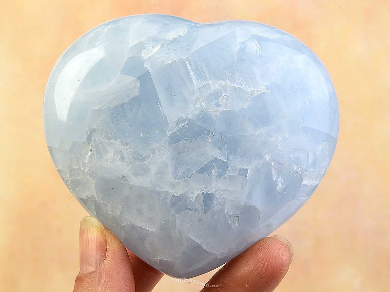 Hladké srdce kalcit modrý 76mm