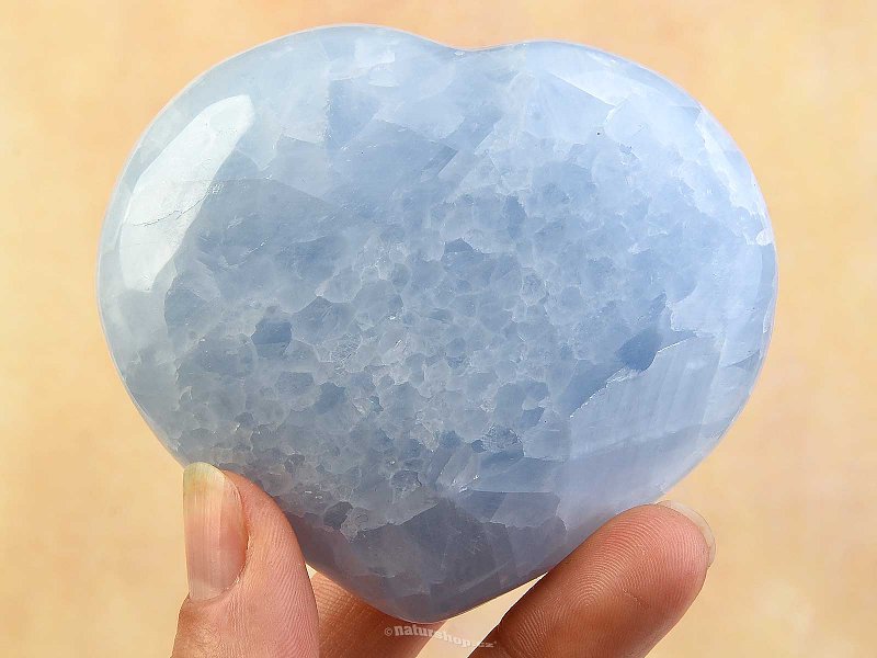 Calcite heart blue smooth 73mm