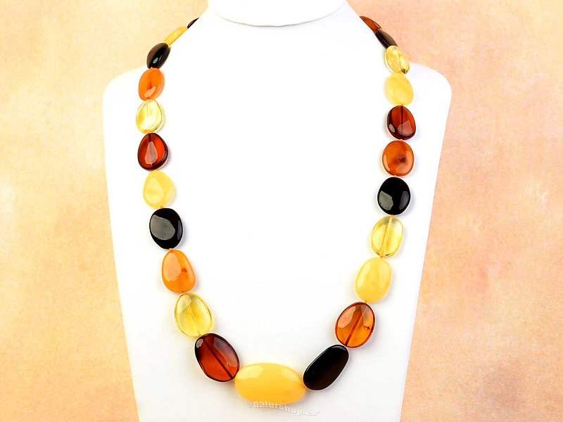 Amber oval necklace mix 68cm