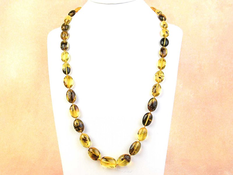 Yellow amber necklace with inclusions 73cm