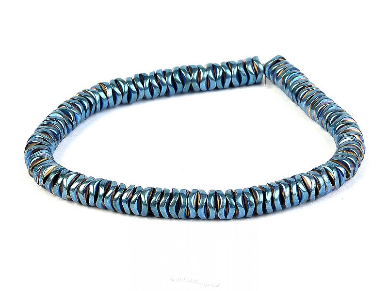 Hematite Button Bracelet (plated light blue)