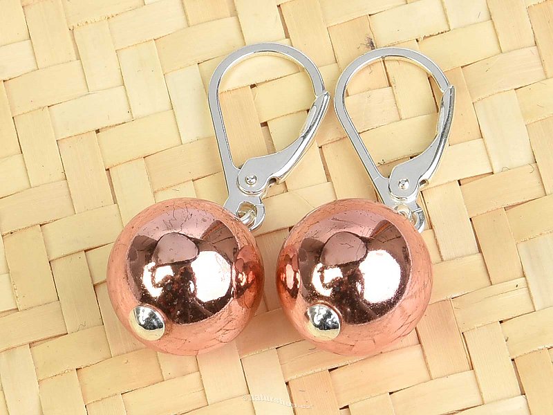Hematite metallized earrings round 12mm Ag fastening