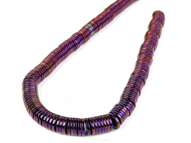 Náhrdelník hematit pokovený buttony 50cm (fialový)