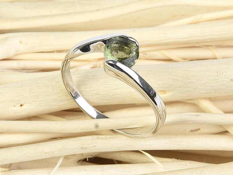 Silver ring with moldavite 5mm Ag 925/1000 standard cut