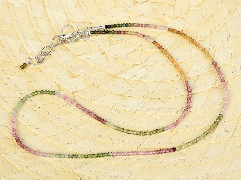 Turmalín multicolor náhrdelník 43-48cm broušený