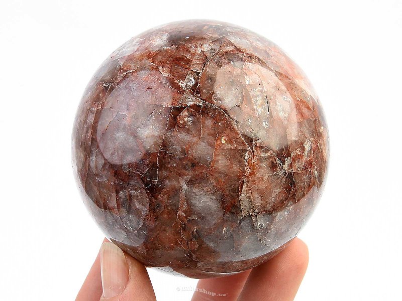 Crystal with hematite ball polished 613g