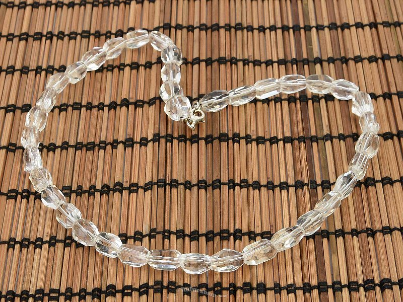 Crystal Oval Necklace Cut 45cm (Ag Clasp)