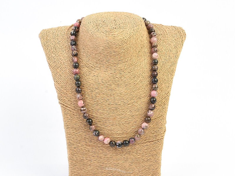Rodonit necklace round 8mm 48cm
