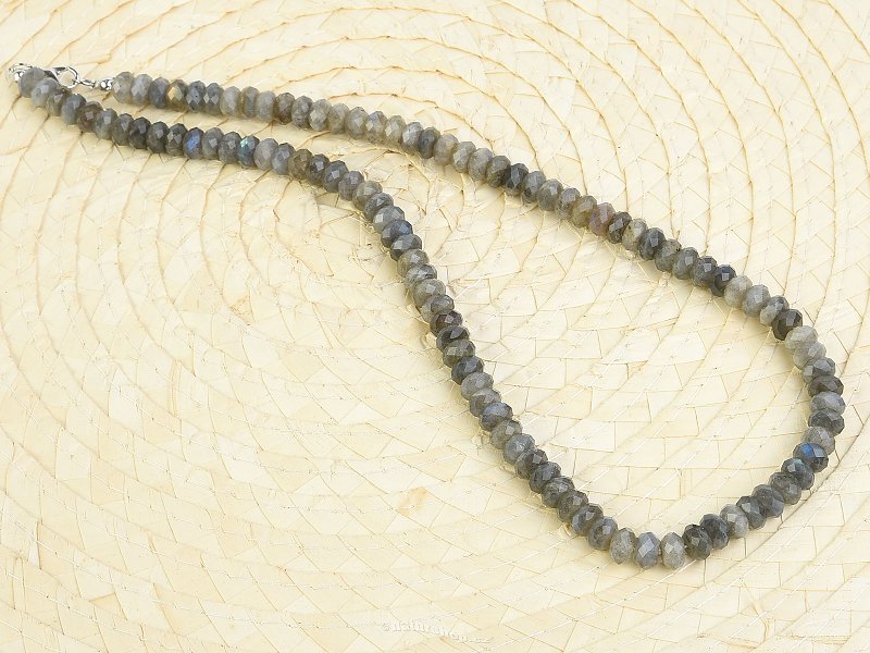 Labradorit náhrdelník brus čočky 8mm 50cm