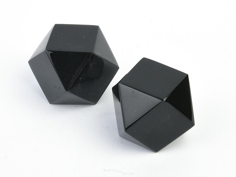 Obsidián černý platónské těleso - čtrnáctistěn