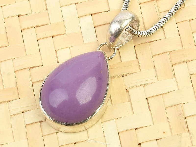 Phosphosiderite pendant in the shape of a drop of Ag 925/1000
