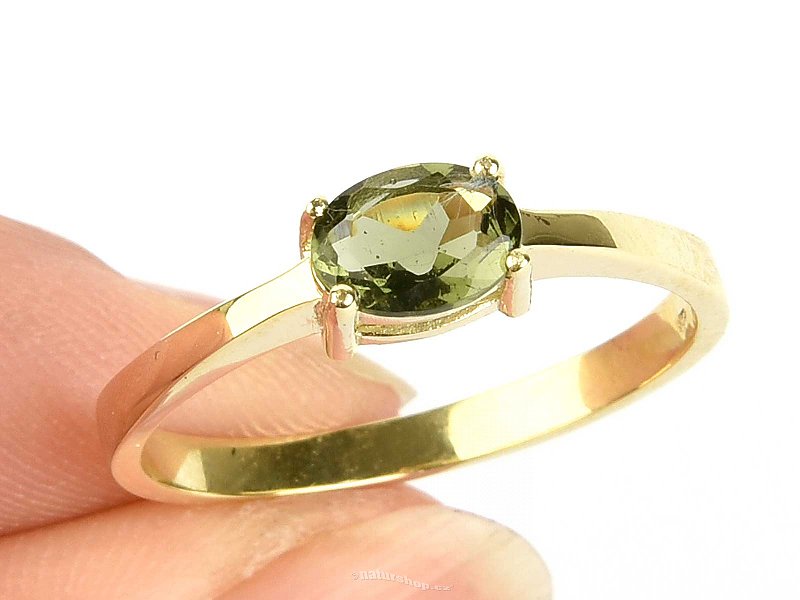 Vltavín prsten ovál standard brus vel.63 14K zlato Au 585/1000 3,28g