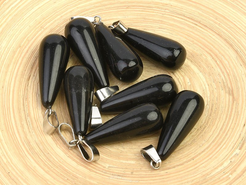 Obsidian black pendant drop jewelry handle