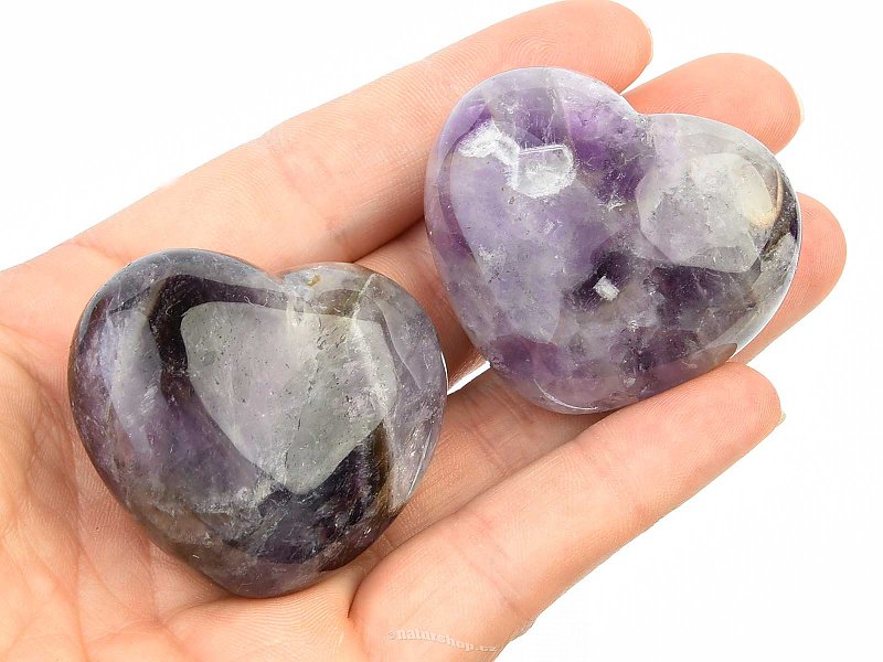 Amethyst heart in the palm