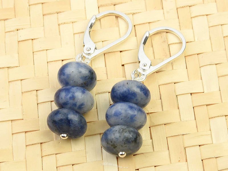 Sodalite button earrings Ag clasp