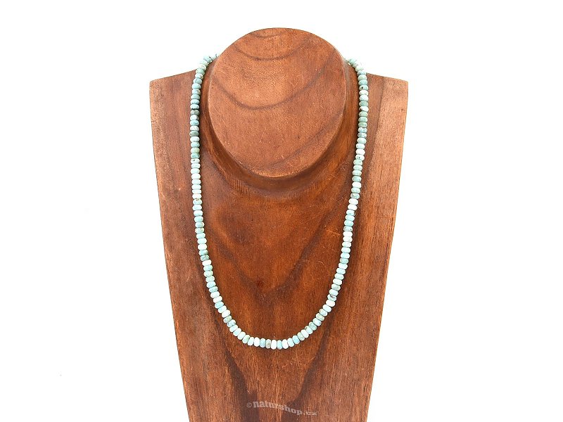 Larimar necklace buttonky cut Ag clasp 50cm