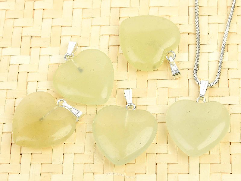 Heart pendant jadeite Ag handle