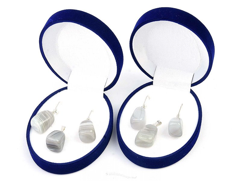 Agate set of earrings and pendant Ag hooks