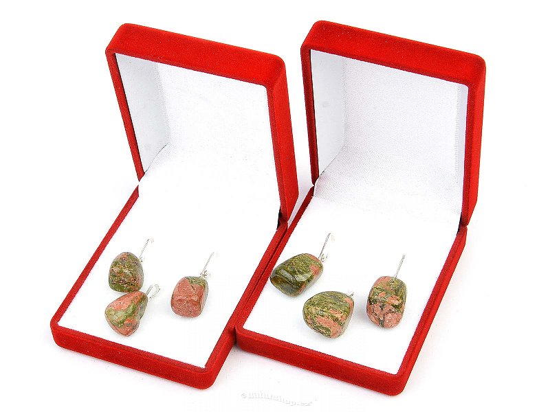 Epidote set of earrings and pendant Ag hooks