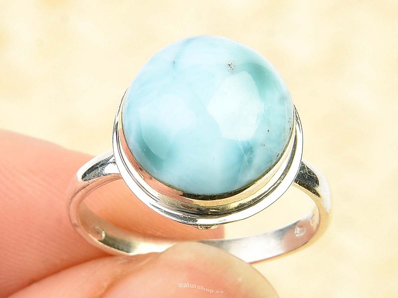 Ring with larimar round Ag 925/1000 (4.1g) size 55