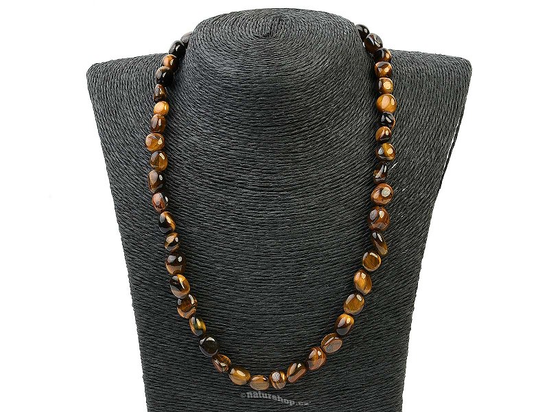 Necklace tiger eye Ag fastening smooth stones