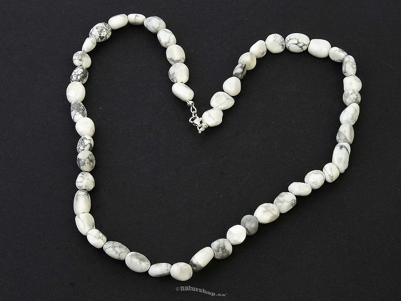 Magnesium necklace Ag clasp smooth stones (51 - 53cm)