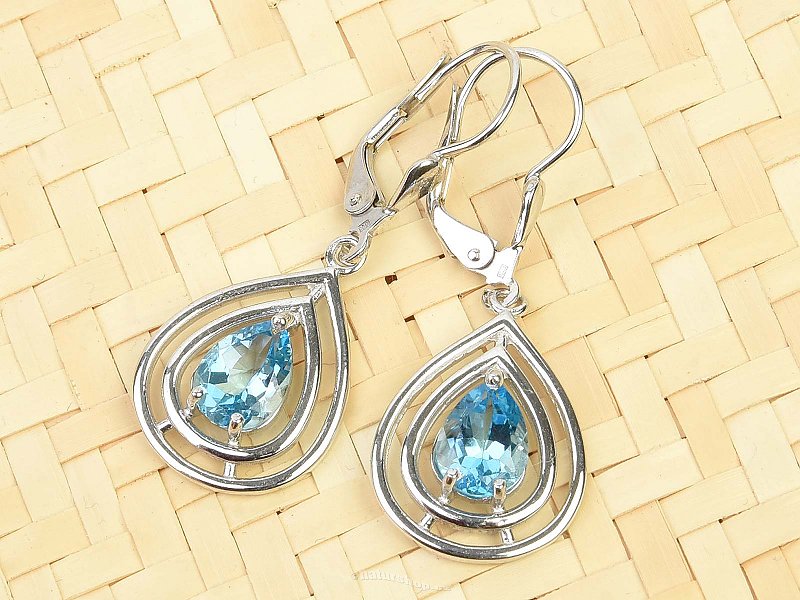 Drop earrings topaz swiss blue drop Ag 925/1000 + Rh