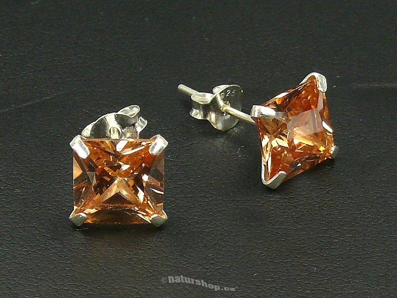 Ag square zircon earring gold - typ110