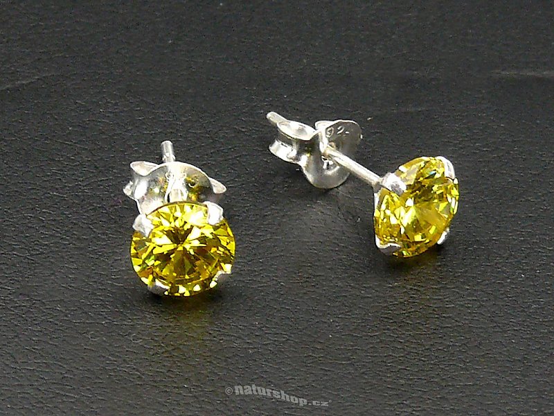Ag zircon earrings pr.6mm yellow - typ112